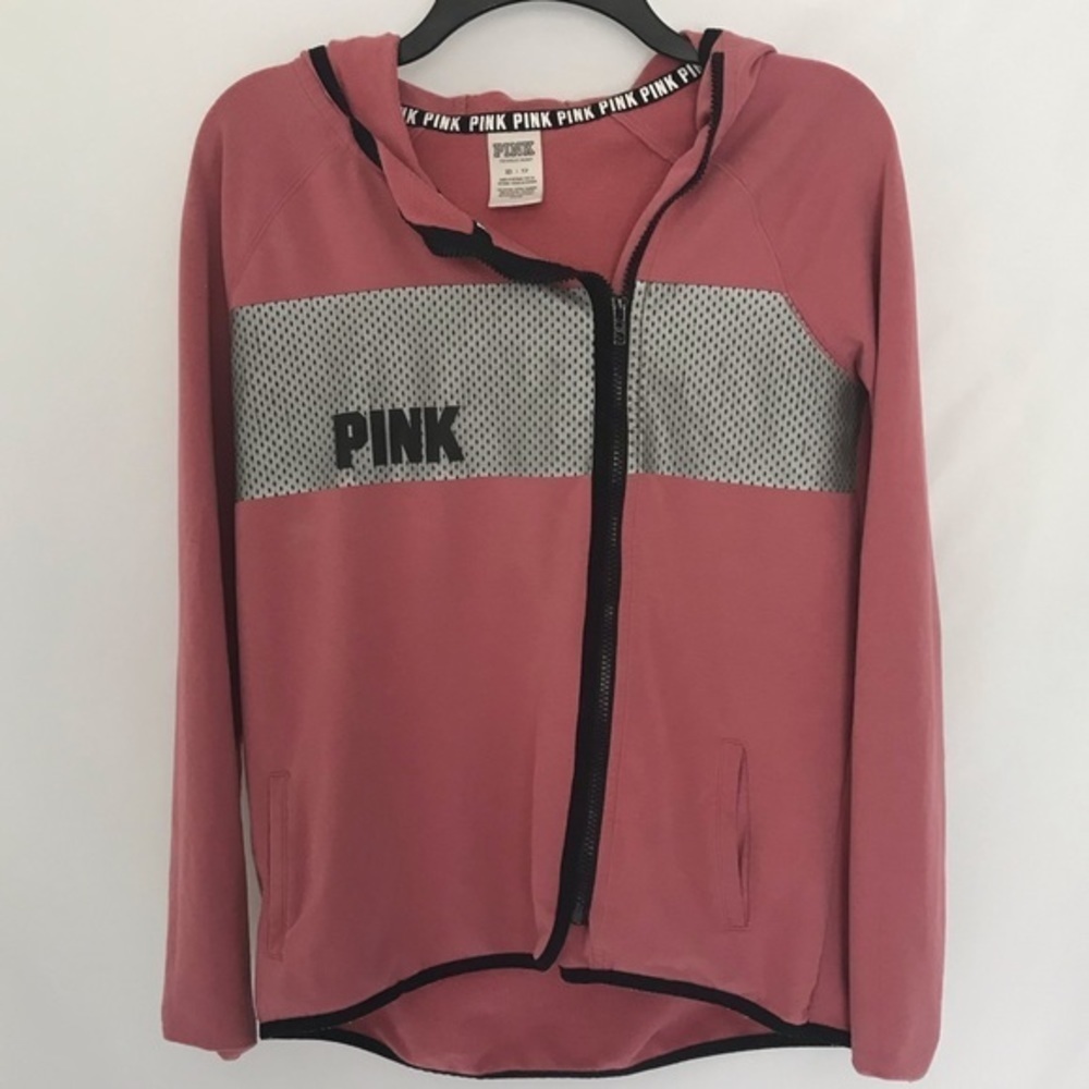 PINK zip up hoodie‎ jacket pink/gray (xs)